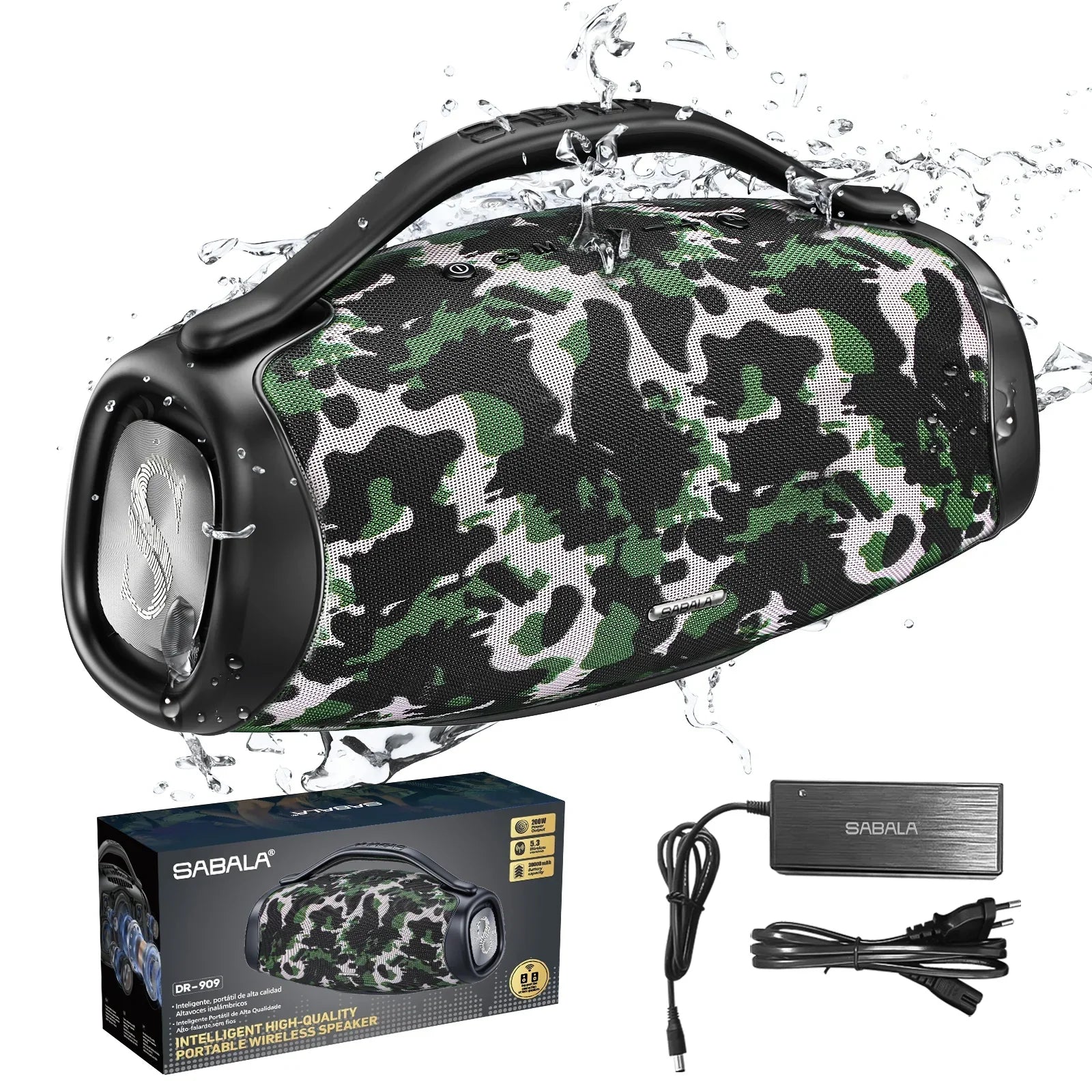 đ„ QUEIMA DE ESTOQUE!! đ„ Caixa de Som Sabala Boombox DR-909 Bluetooth 200w 39000mah Tws Ipx6.