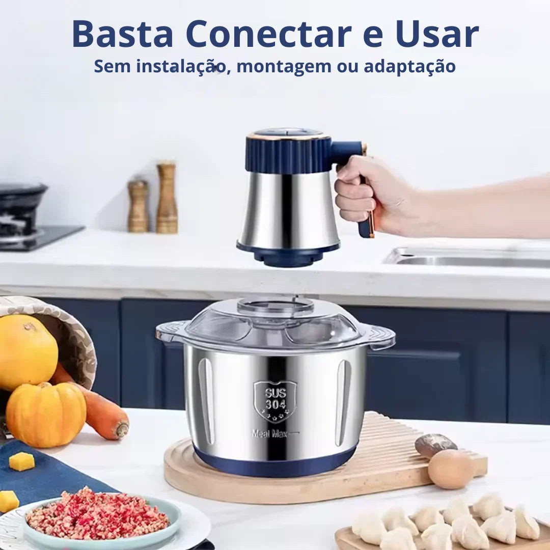 Moedor Elétrico Multiuso TurboChef Inox 5 em 1 + BRINDE: Dispenser Giratório Automático 5.1