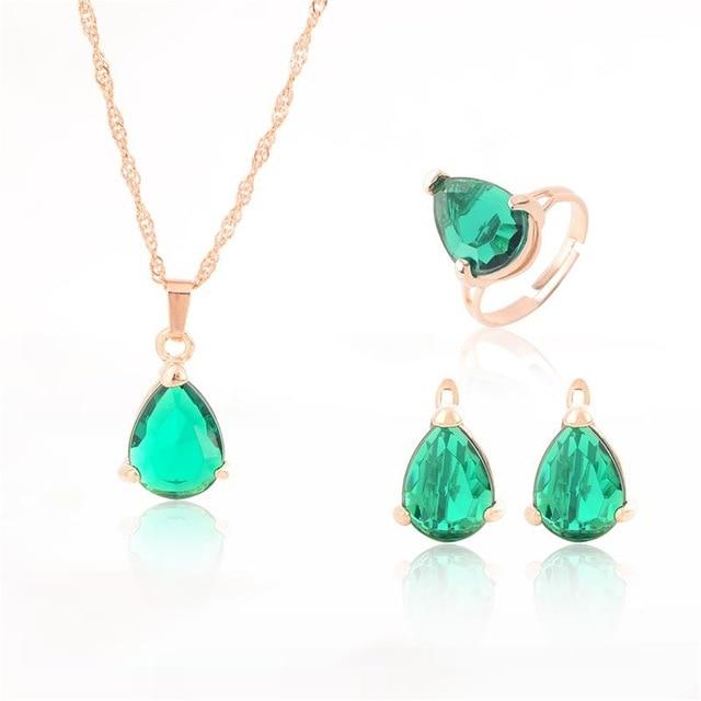 Conjunto de Jóias Colar Brinco e Anel