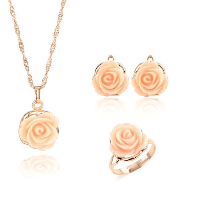 Conjunto de Jóias Colar Brinco e Anel