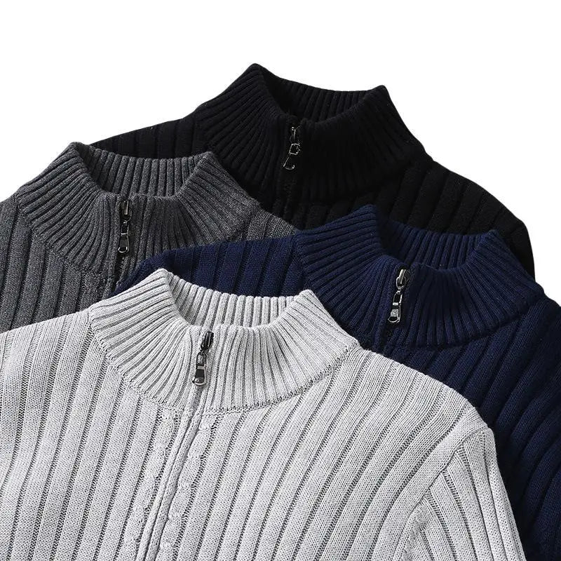 Cardigan Masculino com Zíper e Gola Alta - Outono/Inverno 2024