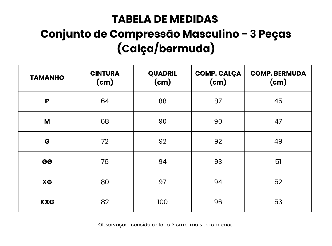 Conjunto de Compressão Masculino - 3 Peças