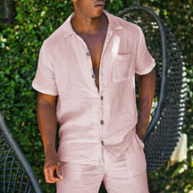 Conjunto de Linho Masculino - Camisa e Bermuda