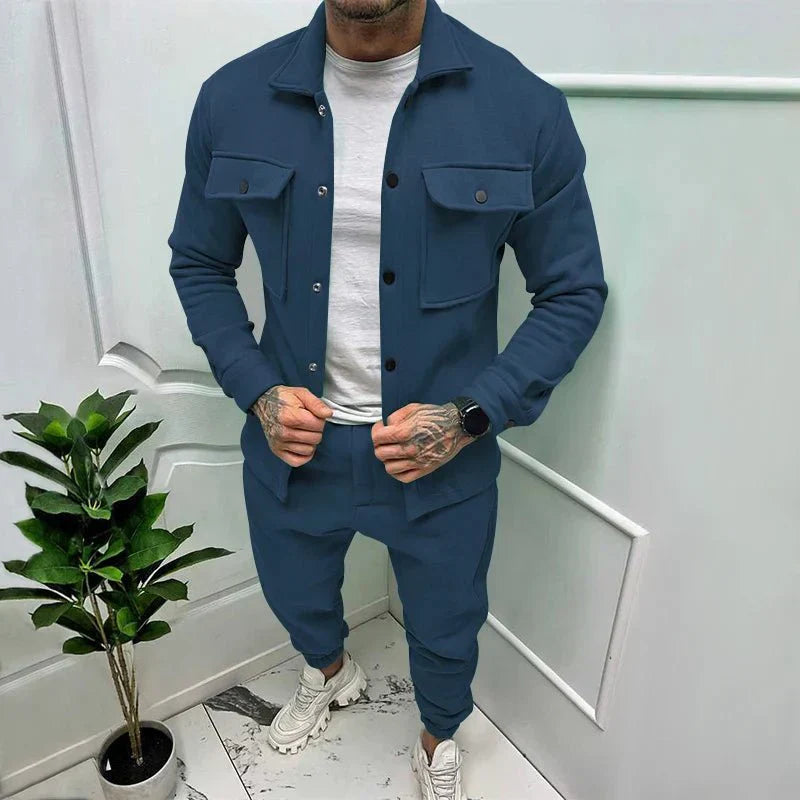 Conjunto Masculino Calça e Jaqueta Casual Fit