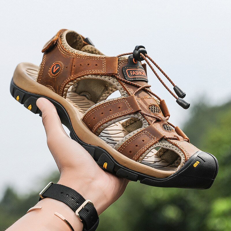 Sandália Masculina de Couro - Conforto e Estilo - Verão 2024