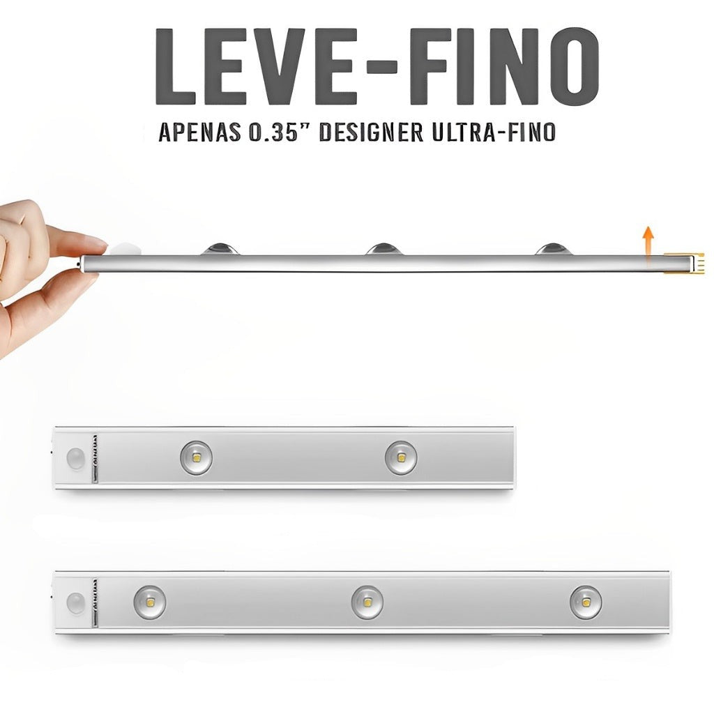 Luminária LED Fina  Com Sensor de Presença Recarregável